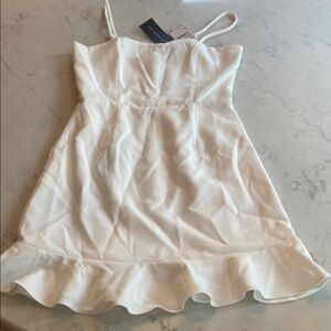 French Connection White Dress with Ruffle Detail, NWT.